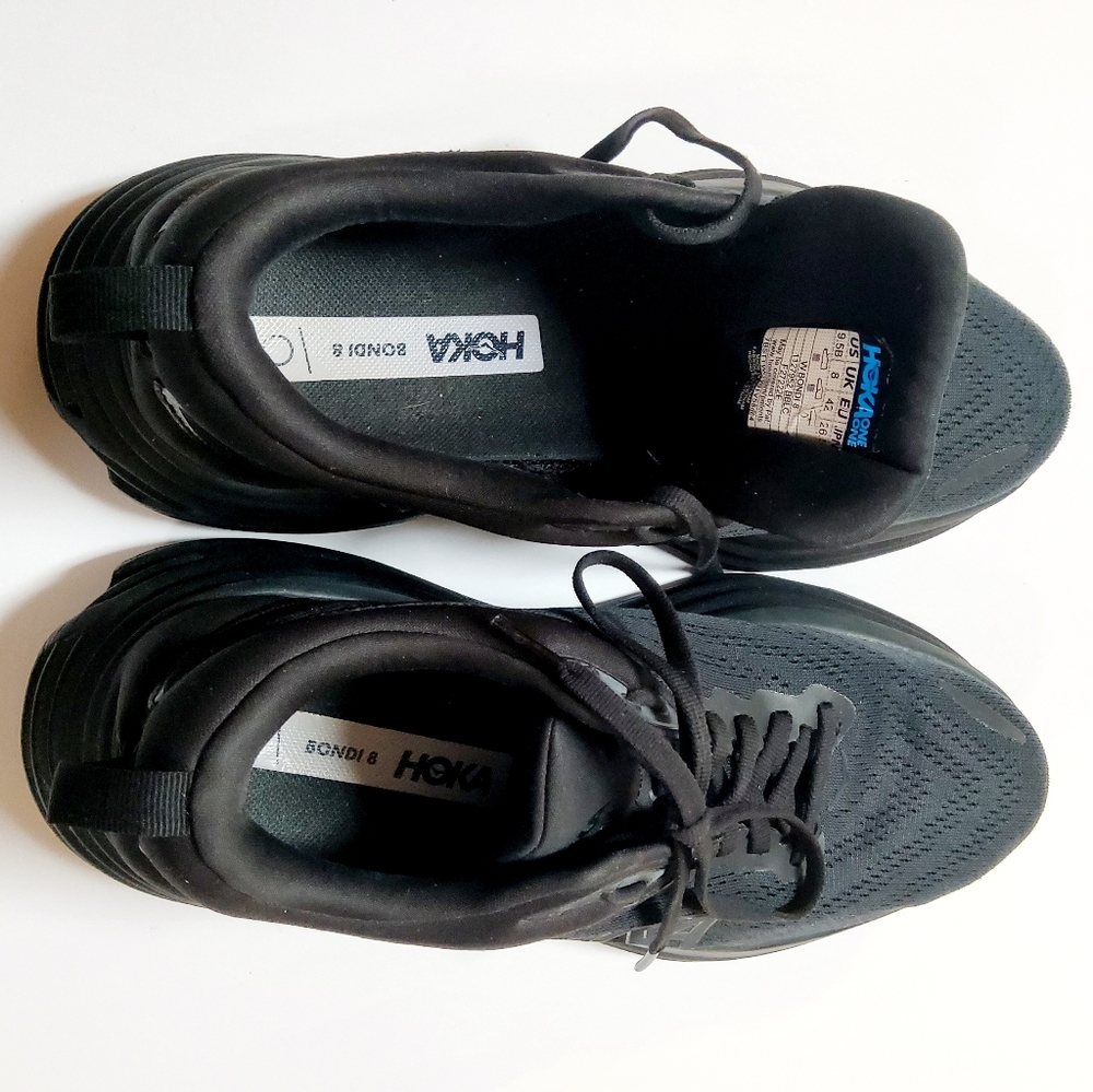 Hoka One One W Bondi 8 9.5B Black Running Shoes 1127952 BBLC - Picture 6 of 8